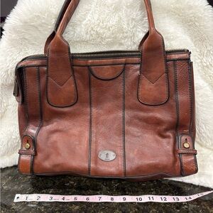 Fossil Rich Brown Leather Satchel
